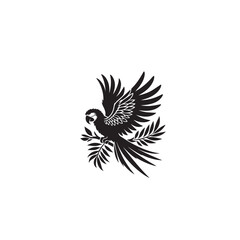 Fototapeta premium Parrot silhouette. Parrot vector design. Parrot logo, icon black and white.