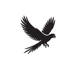 Parrot silhouette. Parrot vector design. Parrot logo, icon black and white.