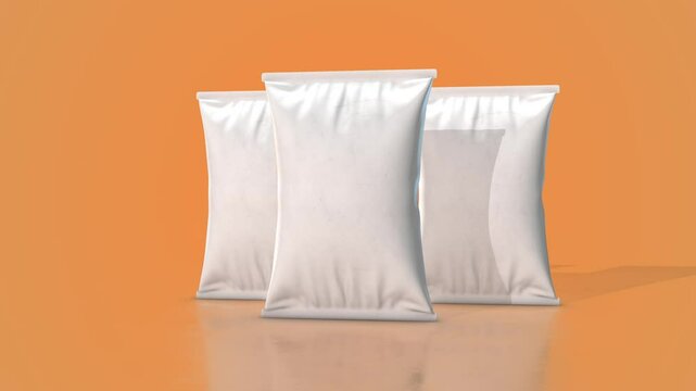 Packaging Plastic Zooming towards the Camera. 3D Plastic Bag Animation. 4K