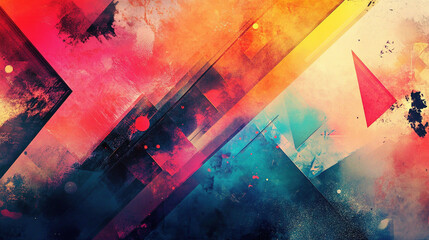 Naklejka premium A vibrant desktop wallpaper background that combines abstract colors and geometric patterns to create a visually striking and creative art design.