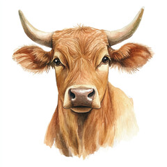 banteng watercolor clipart illustration isolated