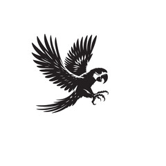 Fototapeta premium Parrot silhouette. Parrot vector design. Parrot logo, icon black and white.