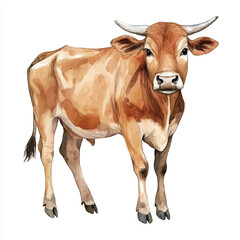 banteng watercolor clipart illustration isolated