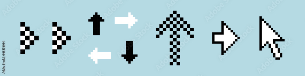 Poster set of y2k pixel arrows. game abstract elements. pixels design elements in the mood of 90's aestheti