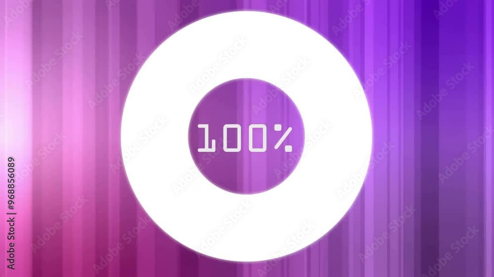 Poster animation of data processing and percent growing on purple background