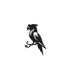 Naklejka premium Parrot silhouette. Parrot vector design. Parrot logo, icon black and white.