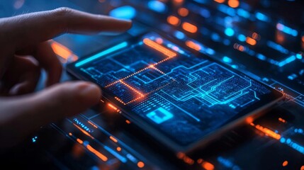 AI-powered smart wallets for secure digital payments: A person making a transaction using a high-tech digital wallet powered by AI.