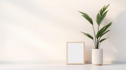 Engraved wooden photo stand with personalized text, minimalist design, 3D illustration