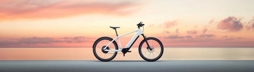 Fototapeta premium Convenient e-bike, renewable energy integration, smooth mobility for city travel, futuristic eco-friendly design