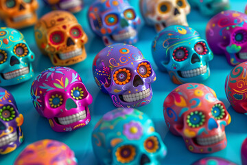 Beautiful greeting card with bright holiday composition for happy to joy celebrate dia de muertos
