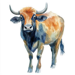 banteng watercolor clipart illustration isolated