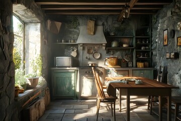 Rustic Kitchen in a Stone Cottage © Mrsabata
