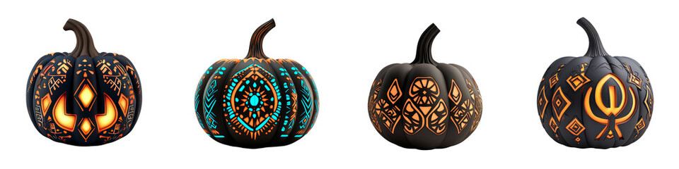 Artistic carved pumpkins showcasing unique designs, perfect for Halloween celebrations and seasonal decor inspiration.