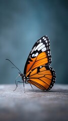 Professionally lit studio shot of a butterfly, with soft lighting enhancing its detailed wing patterns and vibrant colors against a clean backdrop.
