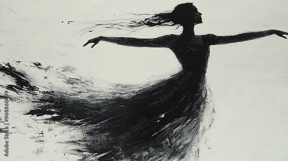 Canvas Prints semiabstract ballet dancer in motion with flowing lines and brushstrokes representing the grace and 