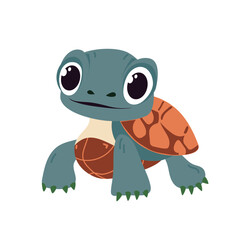 Cute cartoon turtle isolated on white background. Vector illustration