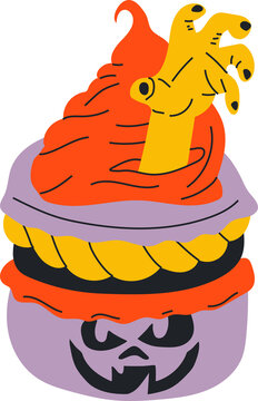 Cute halloween scary maracon cartoon characters. Sweet cookies food