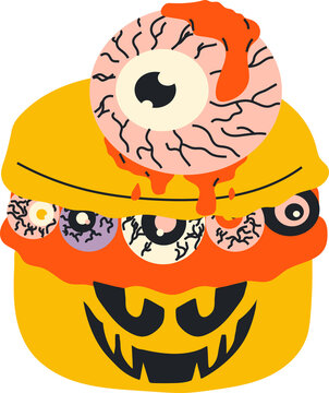 Cute halloween scary maracon cartoon characters. Sweet cookies food
