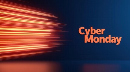 Digital shopping, abstract grid and light streaks, 3D illustration