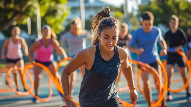 72. A fun, engaging fitness challenge with participants competing in various activities