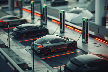 Obraz premium Power source for charging the battery of a electric car