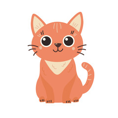 cute happy ginger cat that is sitting. transparent background