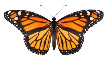 Obraz premium Monarch Butterfly with Open Wings on White Background