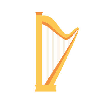 recommend clip art: Harp musical instrument on isolated white background. Harp icon. Vector illustration cartoon flat style.