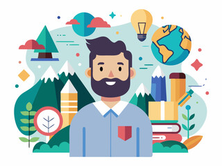 Celebrating world teachers day with abstract minimalist art design