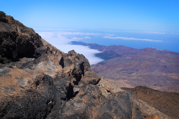 On top point of mountain Pico del Teide on Tenerife , Canary Islands, Spain.