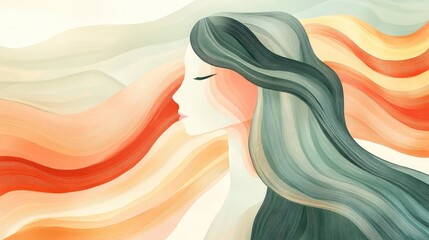 Abstract illustration symbolizing mindfulness and slow living, with soft, flowing lines and muted colors, representing peace