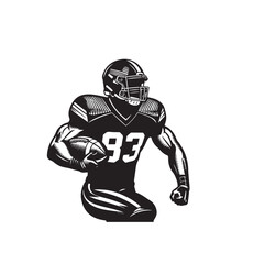 American football player silhouette. American football player logo, icon vector design black and white.