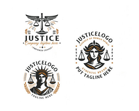 Set vintage bundle classic badge Law Firm advocate logo design for business company