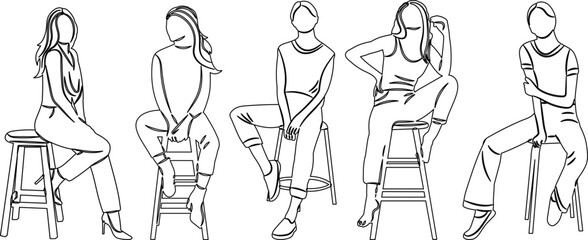 Obraz premium sketch of woman sitting on white background vector