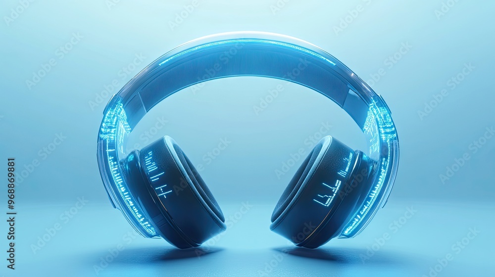 Poster advanced health-monitoring headset with eeg brainwave display, designed with futuristic sensors and 