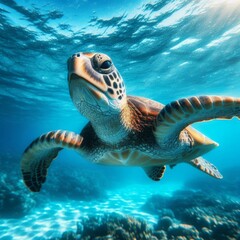 Obraz premium Tranquil Waters, Majestic Turtle