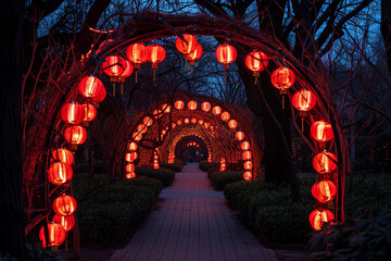 Obraz premium Beautiful greeting card with holiday composition for celebrate chinese festival of lanterns