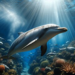 Fototapeta premium Beneath the Waves: Dolphin’s Grace