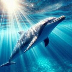 Fototapeta premium Dolphin’s Tranquil Ascent