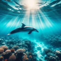 Obraz premium Underwater Grace: The Dolphin