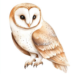 barn owl watercolor clipart illustration isolated