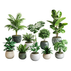 Fototapeta premium 3d illustration of decorative plant collection isolated on transparent background