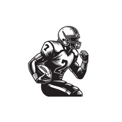 American football player silhouette. American football player logo, icon vector design isolated on white background.