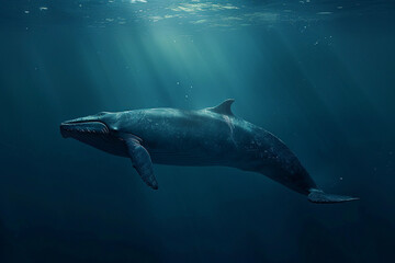 Fototapeta premium Fantastically beautiful majestic huge whale in ocean