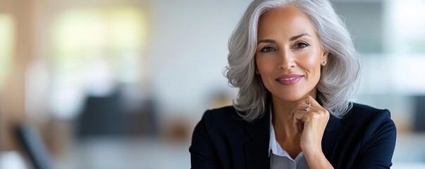 Mature woman negotiating a deal in a corporate setting, poised and persuasive