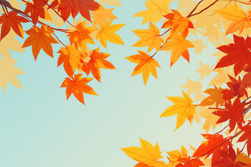 紅葉の葉と青い空, 秋の風景