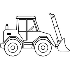 Naklejka premium backhoe machine outline coloring book page line art drawing