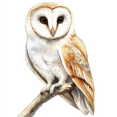 barn owl watercolor clipart illustration isolated