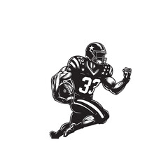 American football player silhouette. American football player logo, icon vector design isolated on white background.