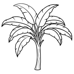 banana tree outline coloring book page line art drawing